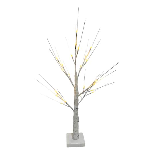 24" LED White Birch Twig Tree Decoration